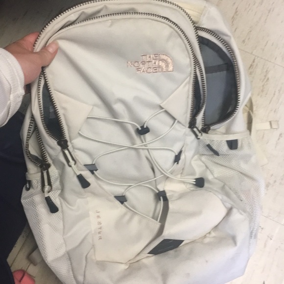 north face backpack white and rose gold